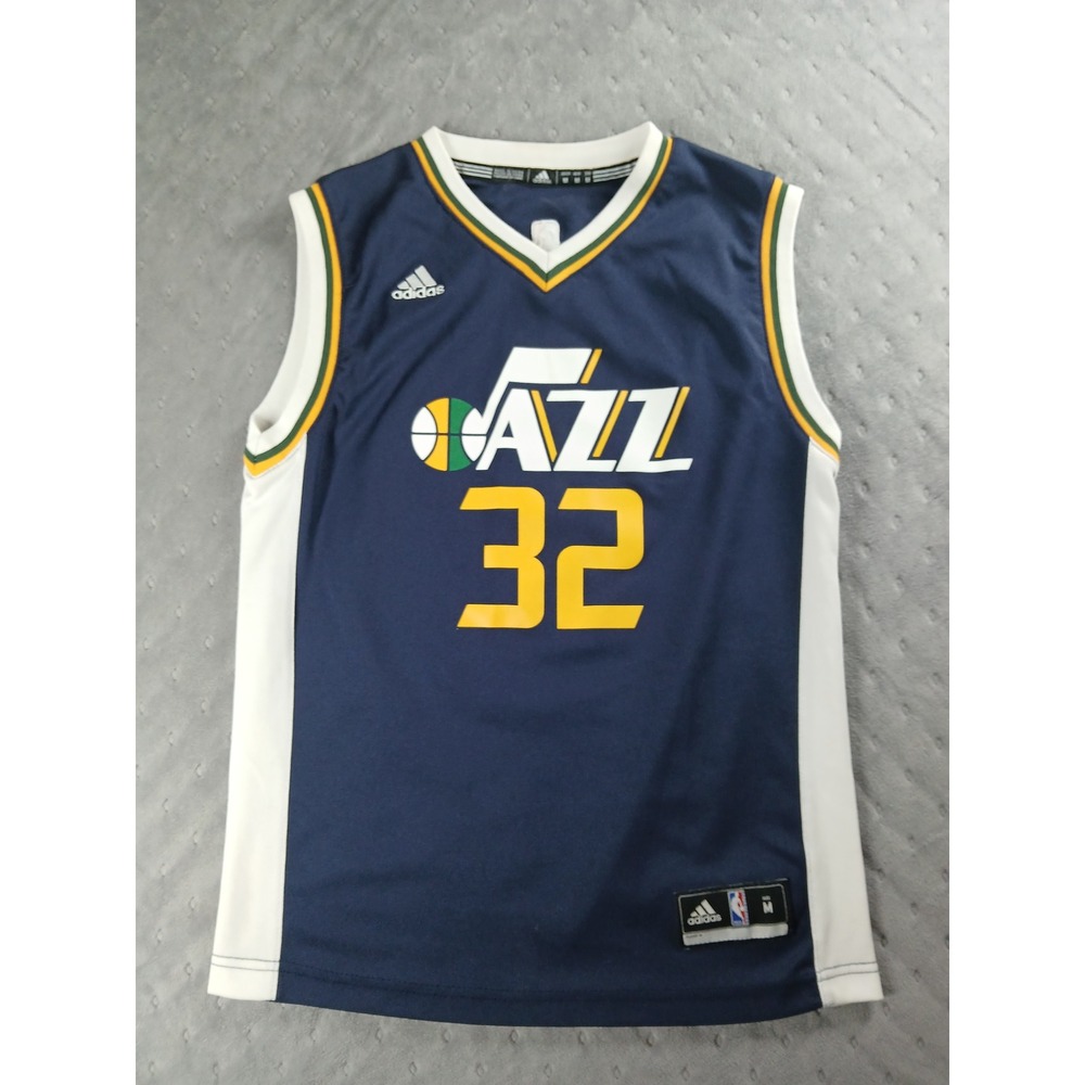 Adidas Utah Jazz Karl Malone 32 Jersey Mens Medium Navy Blue NBA Basketball